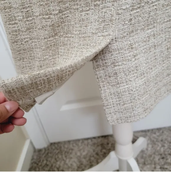 TERI JON Silk bled/mix Tweed Oatmeal midi luxury dress