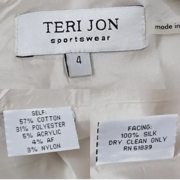 TERI JON Silk bled/mix Tweed Oatmeal midi luxury dress