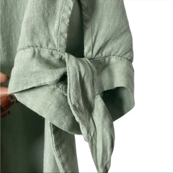 Terzo Millennio women’s tie sleeve linen dress Sage green size XL made in Italy