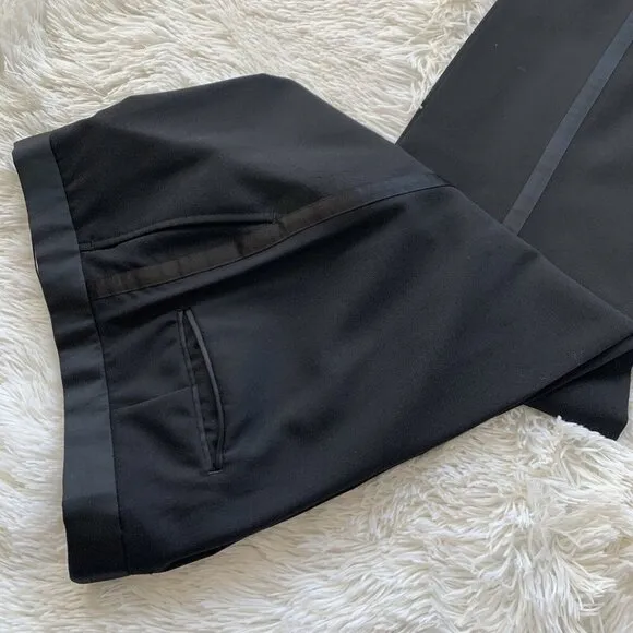 Tessuto Marzotto TUXEDO Pants 41R‎ 37x32 Italia Men's Black Wool
