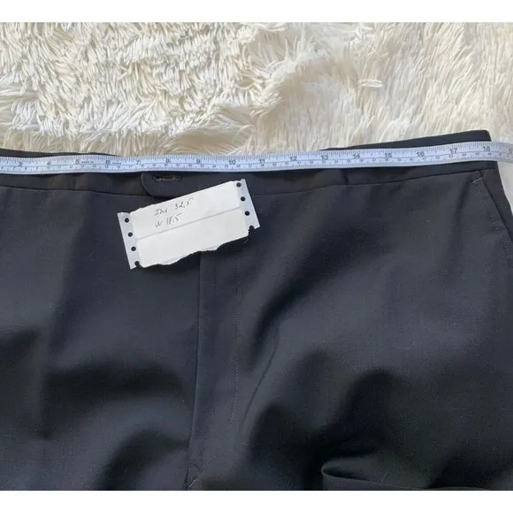 Tessuto Marzotto TUXEDO Pants 41R‎ 37x32 Italia Men's Black Wool