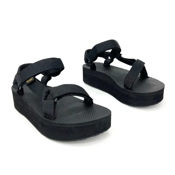 Teva Flatform Universal Black Sandals Platform Womens Size 7 EUC 1008844