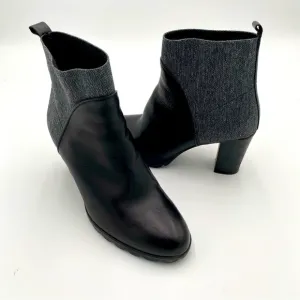The Flexx Comfort Pull On High Heeled Ankle Boots Booties Black Gray Size 6.5
