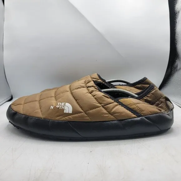 The North Face Thermoball Traction Mens 14 Brown Mule Slip On Slippers Faux Fur