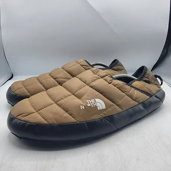 The North Face Thermoball Traction Mens 14 Brown Mule Slip On Slippers Faux Fur