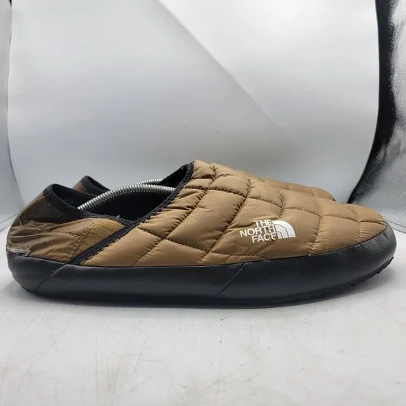 The North Face Thermoball Traction Mens 14 Brown Mule Slip On Slippers Faux Fur