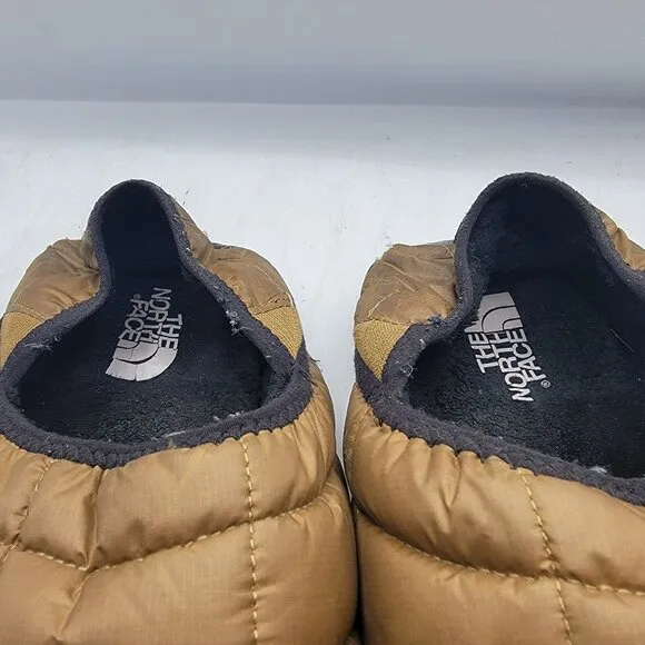 The North Face Thermoball Traction Mens 14 Brown Mule Slip On Slippers Faux Fur