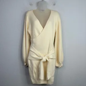 The Vintage Shop Sweater Dress Women L Beige Long Sleeve Knit Neutral Minimalist