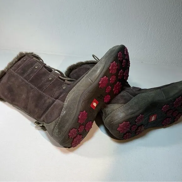 THE NORTH FACE Womens Abby IV Waterproof Suede Leather Boots US 6 Brown/Fuschia