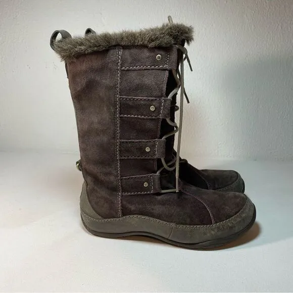 THE NORTH FACE Womens Abby IV Waterproof Suede Leather Boots US 6 Brown/Fuschia
