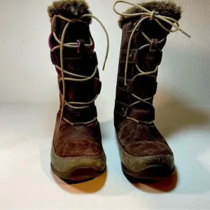 THE NORTH FACE Womens Abby IV Waterproof Suede Leather Boots US 6 Brown/Fuschia