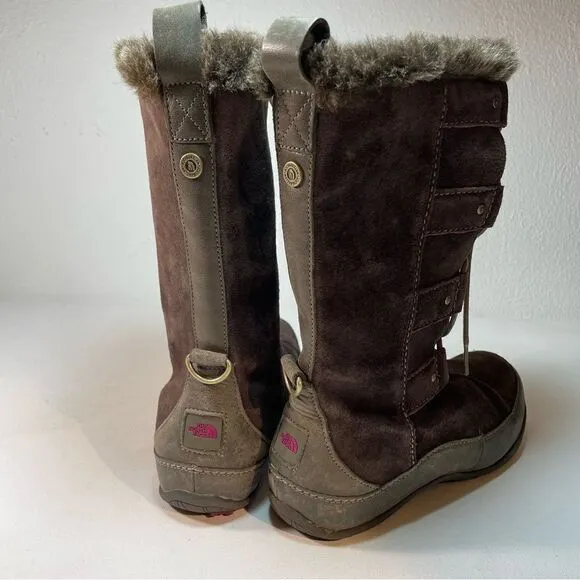 THE NORTH FACE Womens Abby IV Waterproof Suede Leather Boots US 6 Brown/Fuschia