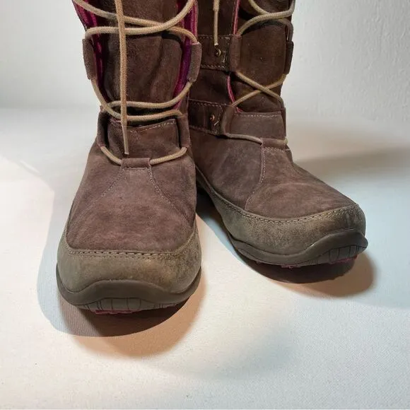 THE NORTH FACE Womens Abby IV Waterproof Suede Leather Boots US 6 Brown/Fuschia