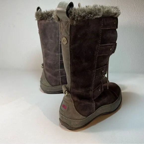 THE NORTH FACE Womens Abby IV Waterproof Suede Leather Boots US 6 Brown/Fuschia