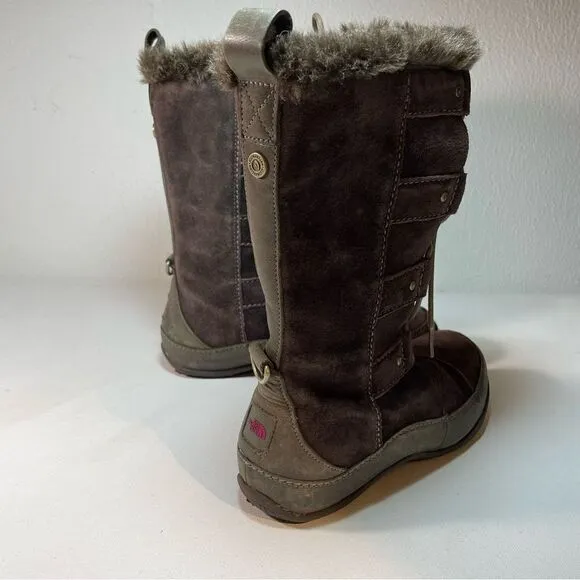 THE NORTH FACE Womens Abby IV Waterproof Suede Leather Boots US 6 Brown/Fuschia
