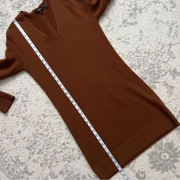 Theory Cashmere Sweater Dress Brown V-Neck Neutral Quiet Luxury Minimalist Small