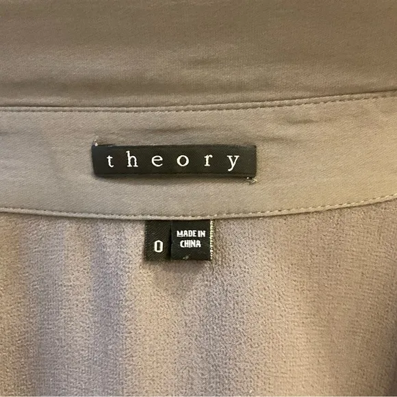 Theory Grey Silk Sleeveless Dress / Blouse, Button Front, Lined, Size 0, Luxury!