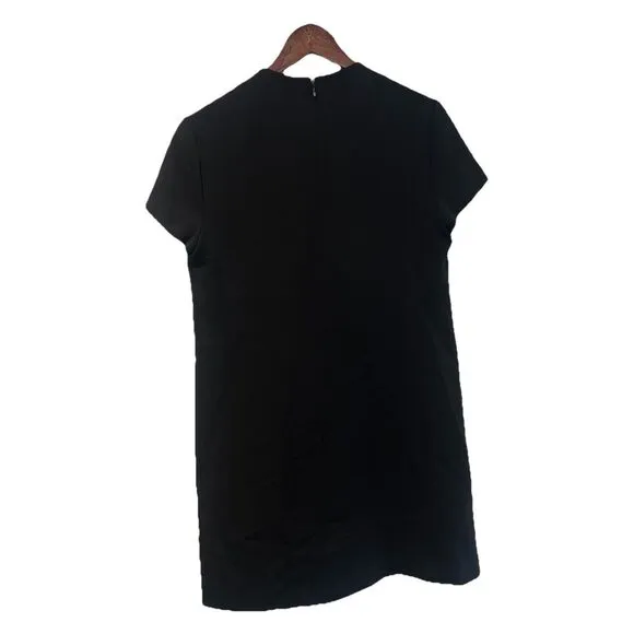 THEORY‎ Jasneah Crepe Shift Mini Dress Black $345 Size 10 Timeless Minimalist