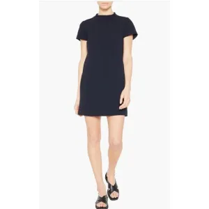 THEORY‎ Jasneah Crepe Shift Mini Dress Black $345 Size 10 Timeless Minimalist