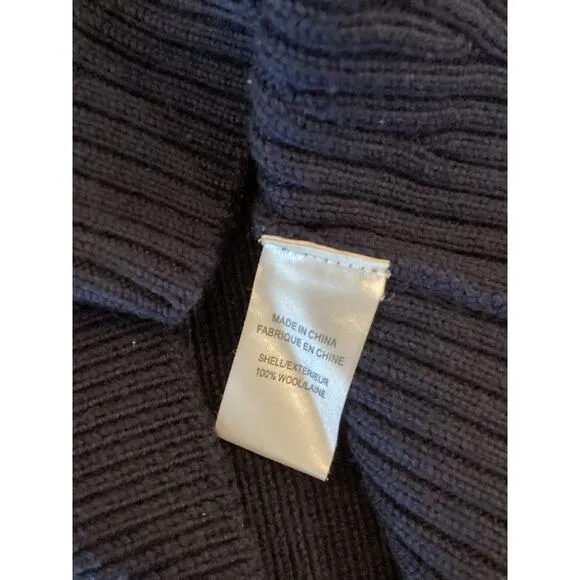 Theory Navy Knit ribbed wool short sleeve preppy minimalist mini dress Small