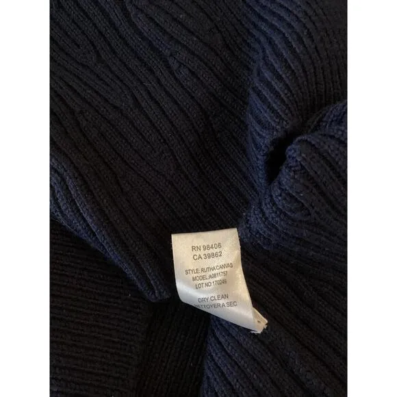 Theory Navy Knit ribbed wool short sleeve preppy minimalist mini dress Small