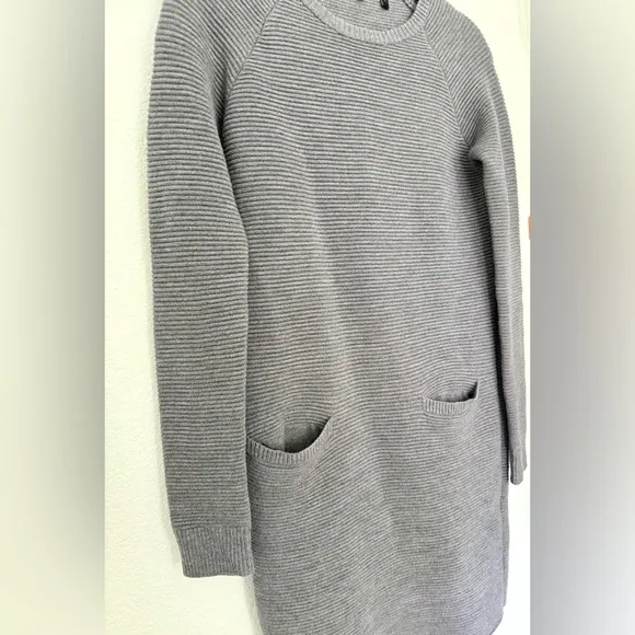 Theory Noble Crew Neck Wool Blend Ribbed Knit Sweater Dress Quiet Luxury Capsule