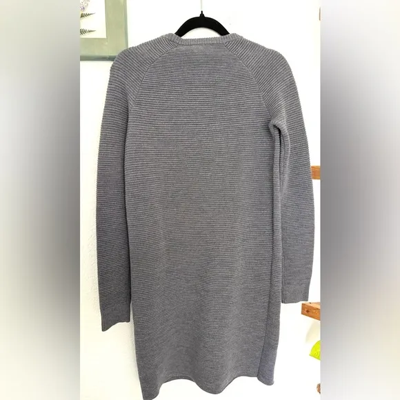 Theory Noble Crew Neck Wool Blend Ribbed Knit Sweater Dress Quiet Luxury Capsule