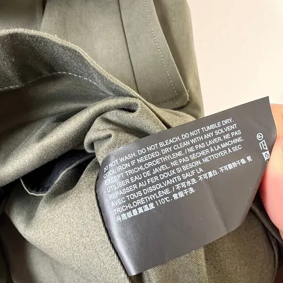 Theory Olive Green Belted Trench Mini Dress Womens 14 Quiet Luxury Safari