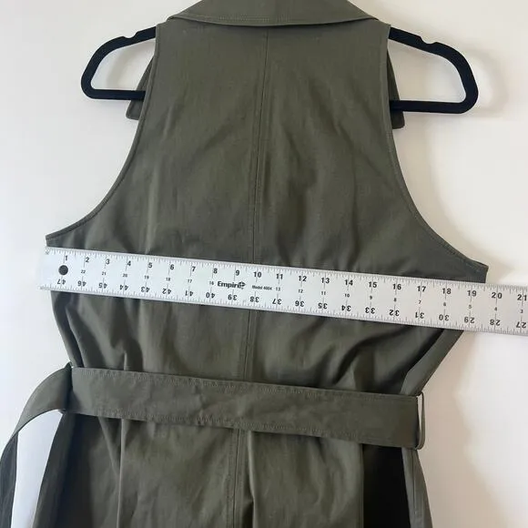 Theory Olive Green Belted Trench Mini Dress Womens 14 Quiet Luxury Safari