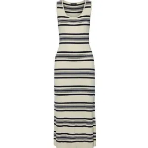 Theory Ribbed-Knit Striped Midi Dress Size Medium Sleeveless Stretchy Minimalist