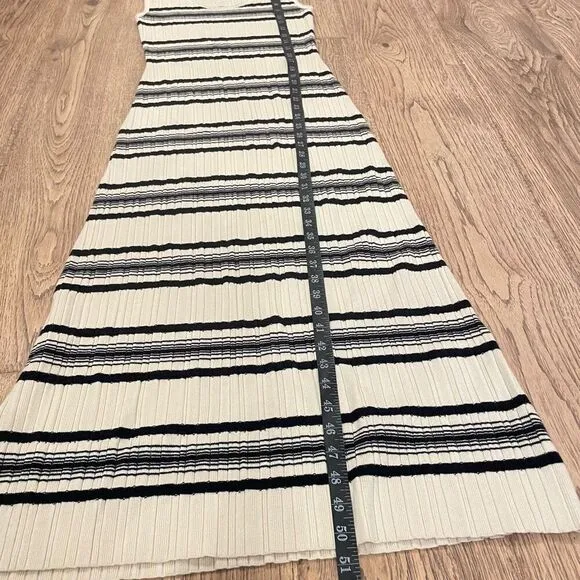 Theory Ribbed-Knit Striped Midi Dress Size Medium Sleeveless Stretchy Minimalist