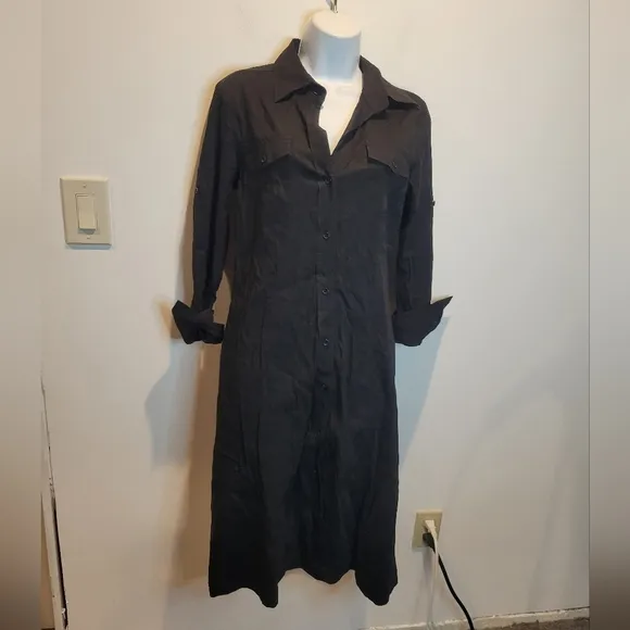 Theory size 12 saige linen blend button down shirt dress modest