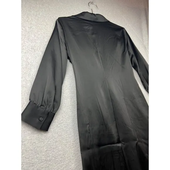 Theory Twist Front Satin Midi Dress Womens Size 4 Deep V-Neck Minimalist Sexy