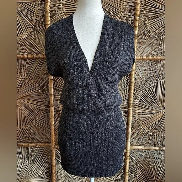 Theory Venice Tinsel Metallic Knit Sweater Dress