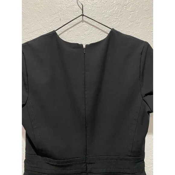 Theory Women's Black Sheath Dress Short Sleeve Sz 8 Minimalist Office Work