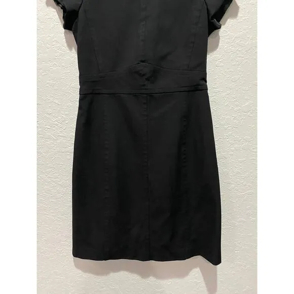 Theory Women's Black Sheath Dress Short Sleeve Sz 8 Minimalist Office Work