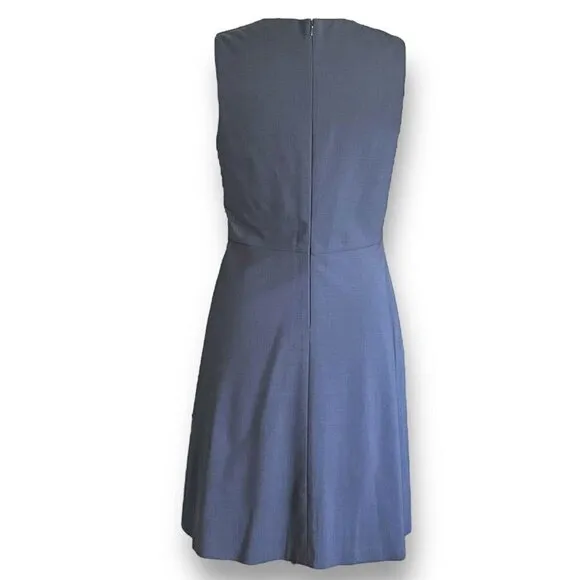 Theory Womens Miyani Dress Sz 6 Gray Stretch Wool Split Neck Aline Minimalist