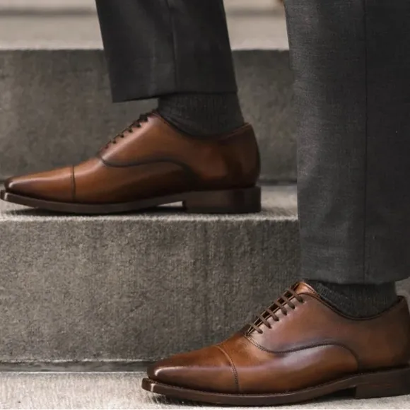 Thursday Everyday Executive Leather Cap Toe‎ In Brandy Color