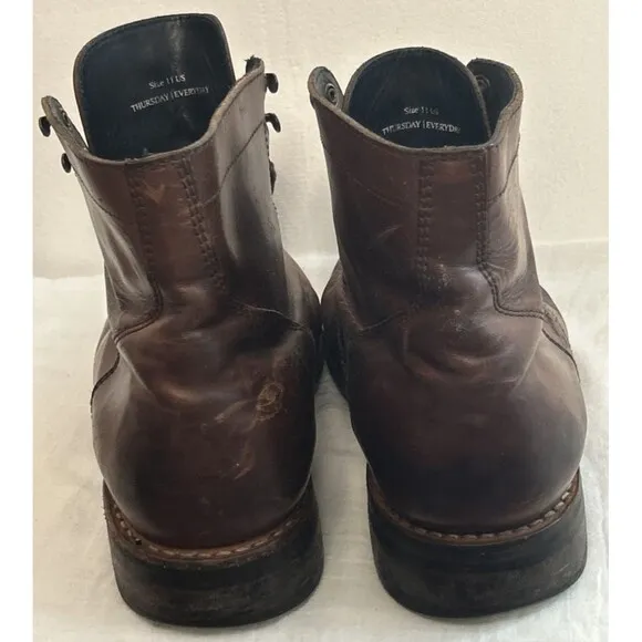 Thursday Everyday Men's Size 11 Brown Captain Leather Lace Up Boots Handmade
