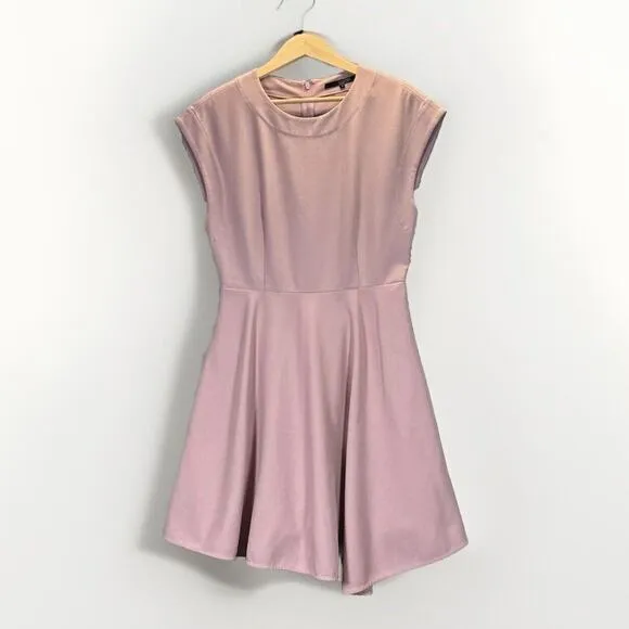 Tibi Anson Dress 8 Minimalist Pink Crepe Feminine Mod Chic Pockets Hourglass