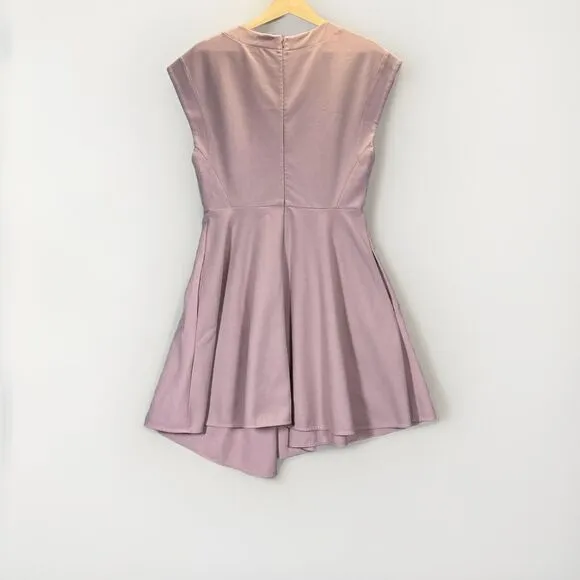 Tibi Anson Dress 8 Minimalist Pink Crepe Feminine Mod Chic Pockets Hourglass