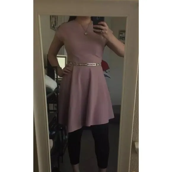 Tibi Anson Dress 8 Minimalist Pink Crepe Feminine Mod Chic Pockets Hourglass