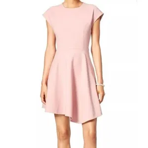 Tibi Anson Dress 8 Minimalist Pink Crepe Feminine Mod Chic Pockets Hourglass