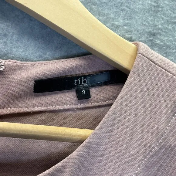 Tibi Anson Dress 8 Minimalist Pink Crepe Feminine Mod Chic Pockets Hourglass