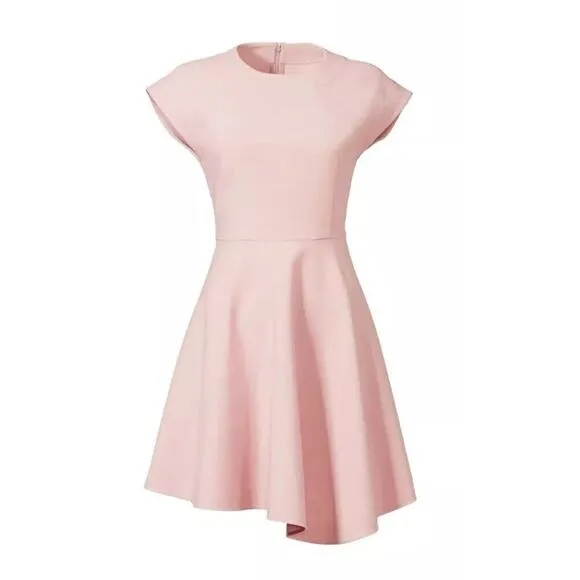 Tibi Anson Dress 8 Minimalist Pink Crepe Feminine Mod Chic Pockets Hourglass