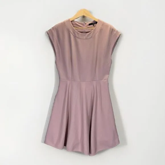 Tibi Anson Dress 8 Minimalist Pink Crepe Feminine Mod Chic Pockets Hourglass