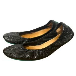 Tieks Obsidian Black Patent Ballet Flats Women's 6 Embossed Croc Leather Shoes