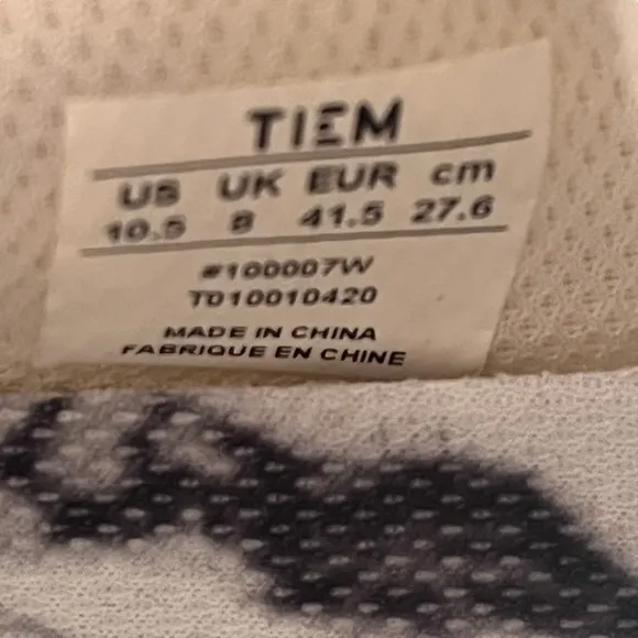 TIEM Slipstream Cycling Shoes Womens 10.5 White Marble Slip On w/Strap &amp; Cleats