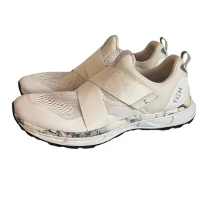 TIEM Slipstream Cycling Shoes Womens 10.5 White Marble Slip On w/Strap &amp; Cleats