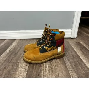 Timberland 6 inch Premium Boots Wheat Print Logo Youth WOMENS 6‎ 4.5 Youth
